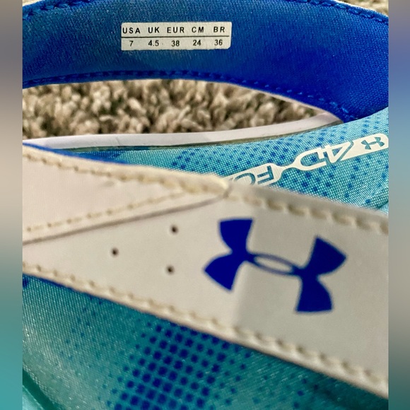 Under Armour Women’s 4D Foam Cushion Blue and White Flip Flops Size 7 - Picture 4 of 4